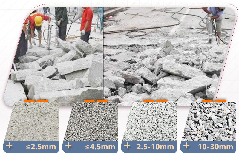 混凝土破碎多種規(guī)格成品，用途廣